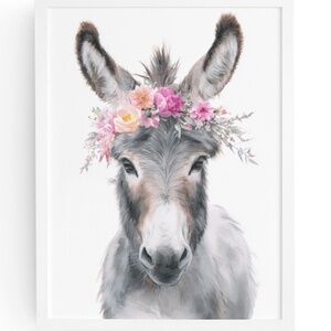 Watercolor Donkey Wall Art Print, Unframed - Charming Farmhouse Decor